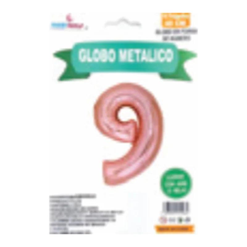 Globo metálico número 9 Rosa gold
