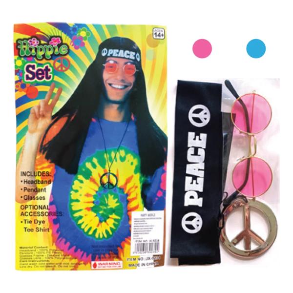 Set de disfraz Hippie chico azul
