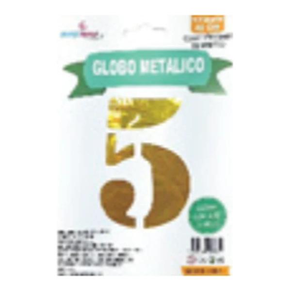 Globo metálico número 5 Oro