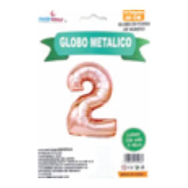 Globo metálico número 2 Rosa gold