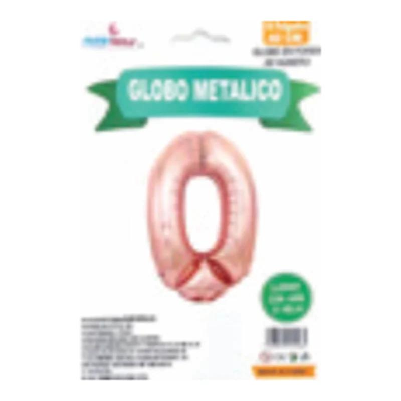 Globo metálico número 0 Rosa gold