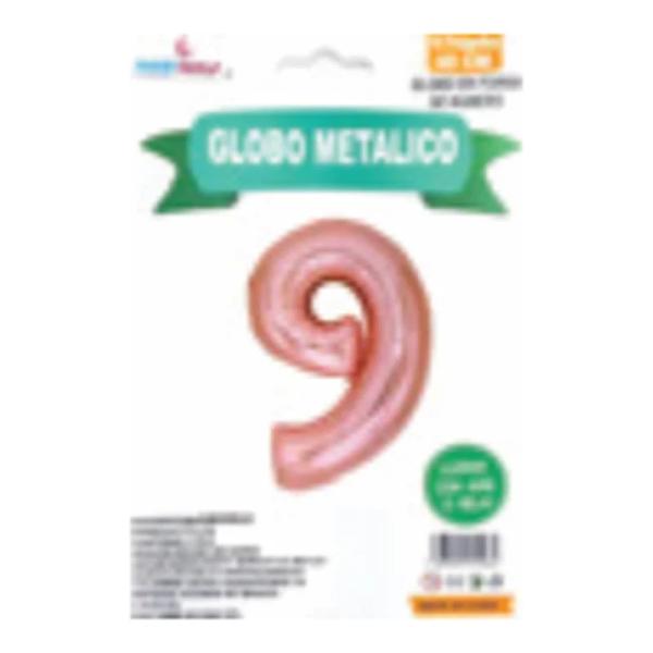 Globo metálico número 9 Rosa gold