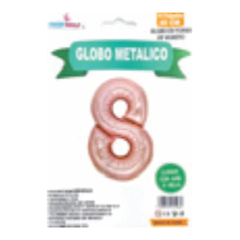 Globo metálico número 8 Rosa gold