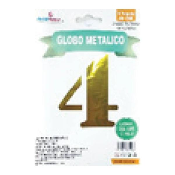 Globo metálico número 4 Oro