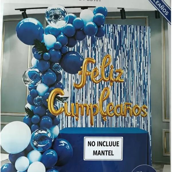 Kit de globos 72 piezas Azul con oro
