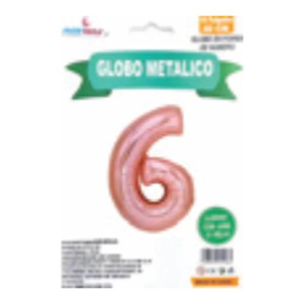 Globo metálico número 6 Rosa gold