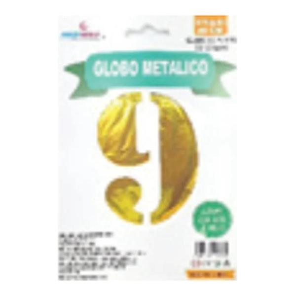 Globo metálico número 9 Oro