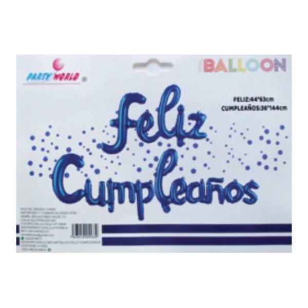Globo letrero Feliz Cumpleaños Azul