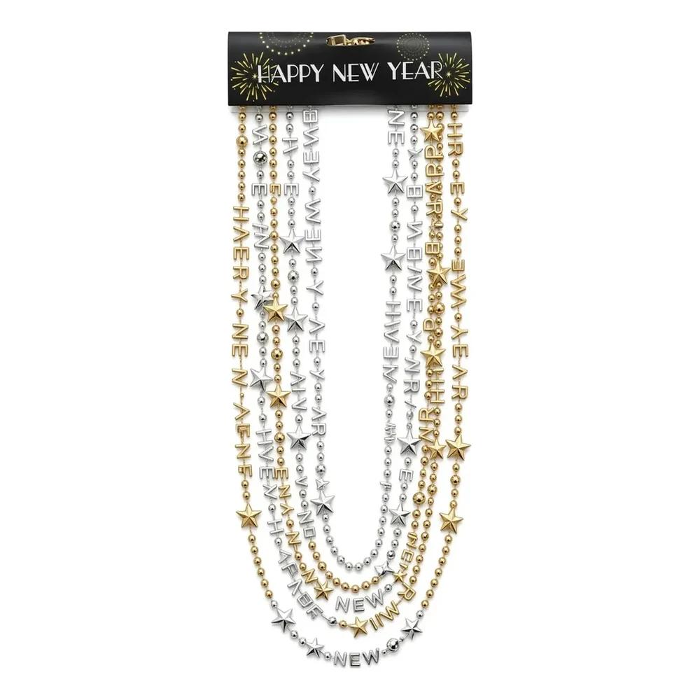 6 Collares Happy New Year Plástico Metalizado