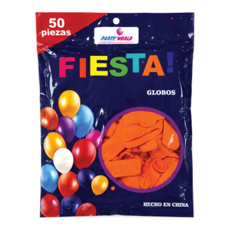 Globo de látex 12" Fiesta Naranja bolsa con 50