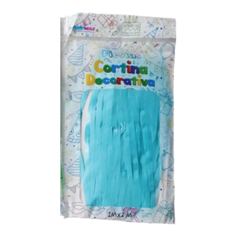 Cortina macarrón de tiras Azul