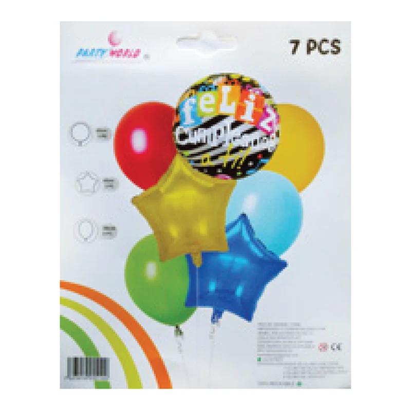 Kit de globos Feliz Cumpleaños 7 piezas modelo 2