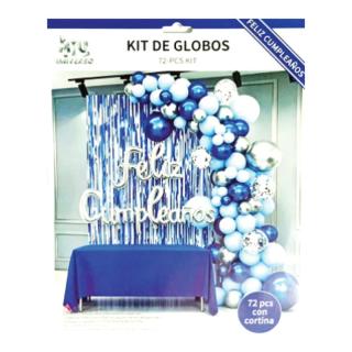 Kit de globos 72 piezas Azul con plata