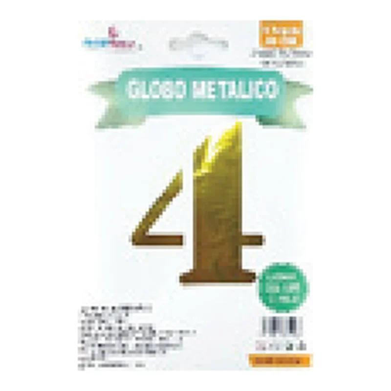 Globo metálico número 4 Oro
