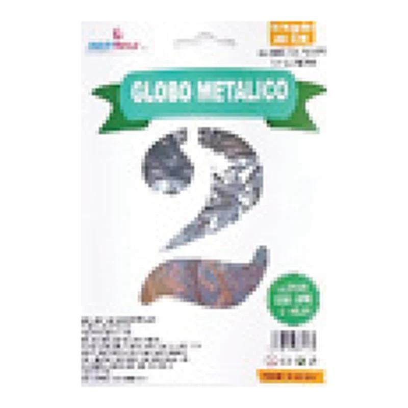 Globo metálico número 2 Plata