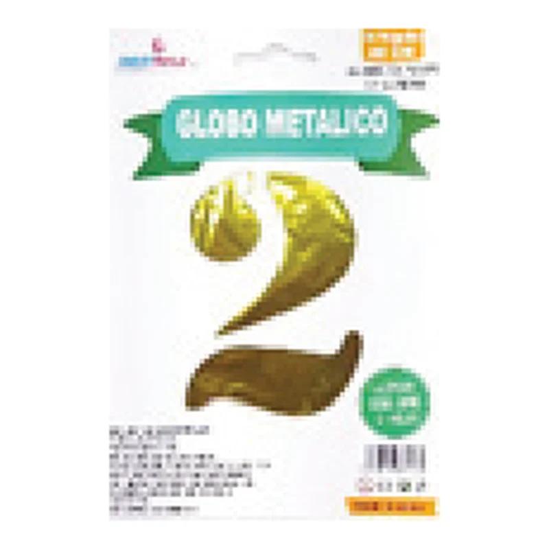 Globo metálico número 2 Oro