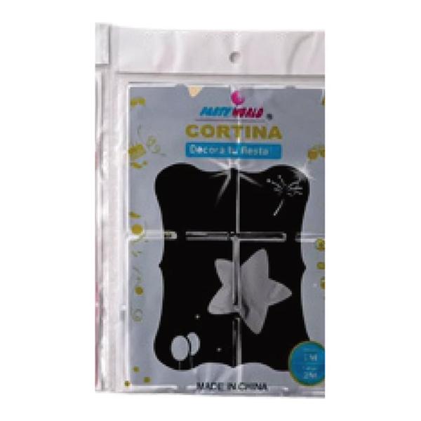 Cortina cuadrada Feliz Cumpleaños Negro