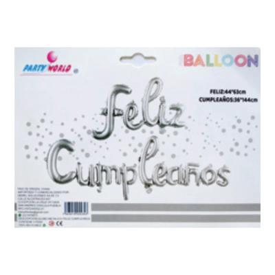 Globo letrero Feliz Cumpleaños Plata