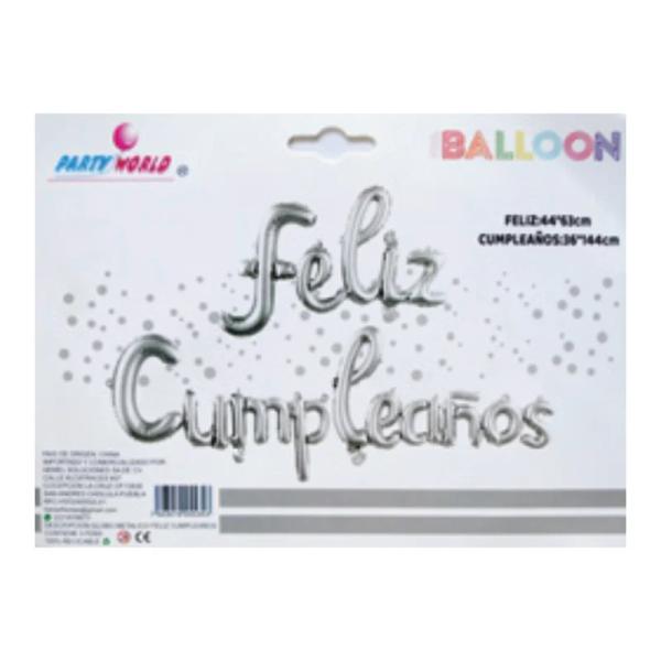 Globo letrero Feliz Cumpleaños Plata