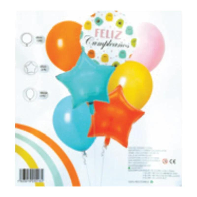 Kit de globos Feliz Cumpleaños 7 piezas modelo 8