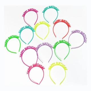 Diadema Happy Birthday De Plastico Colores Neon 24 Pzs