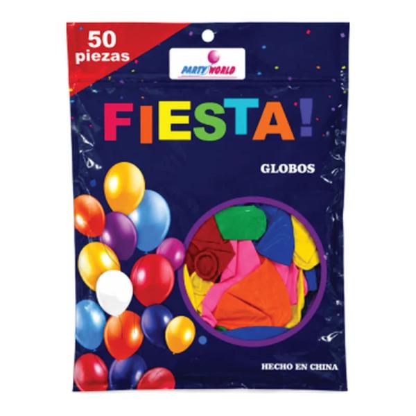 Globo de látex 12" Fiesta Surtido bolsa con 50