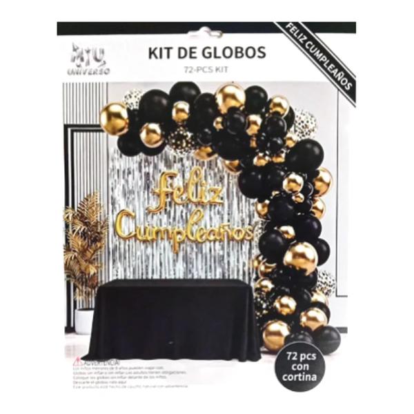 Kit de globos 72 piezas Negro con oro