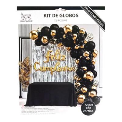 Kit de globos 72 piezas Negro con oro