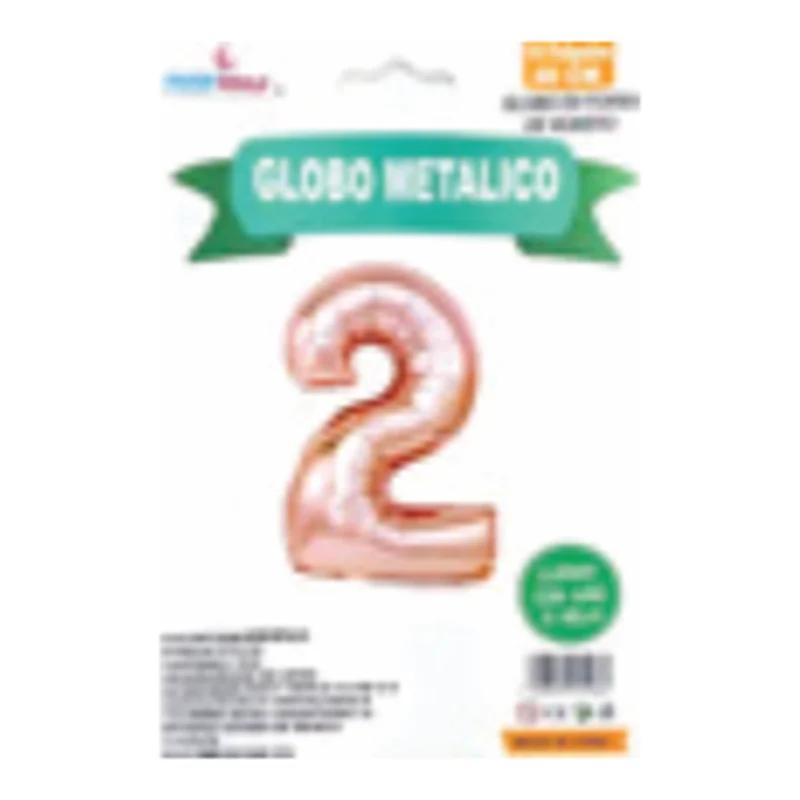 Globo metálico número 2 Rosa gold