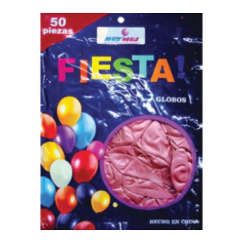 Globo cromado 12" Fiesta Malva bolsa con 50