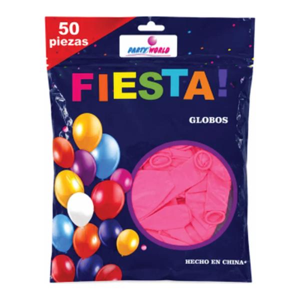 Globo de látex 12" Fiesta Rosa bolsa con 50