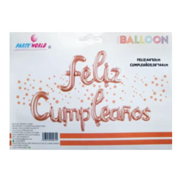 Globo letrero Feliz Cumpleaños Rosa