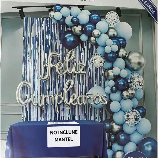 Kit de globos 72 piezas Azul con plata