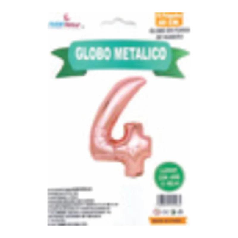 Globo metálico número 4 Rosa gold