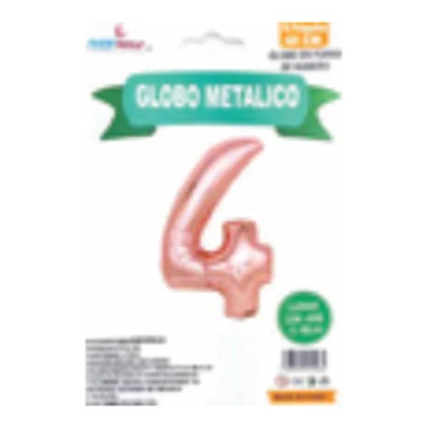 Globo metálico número 4 Rosa gold