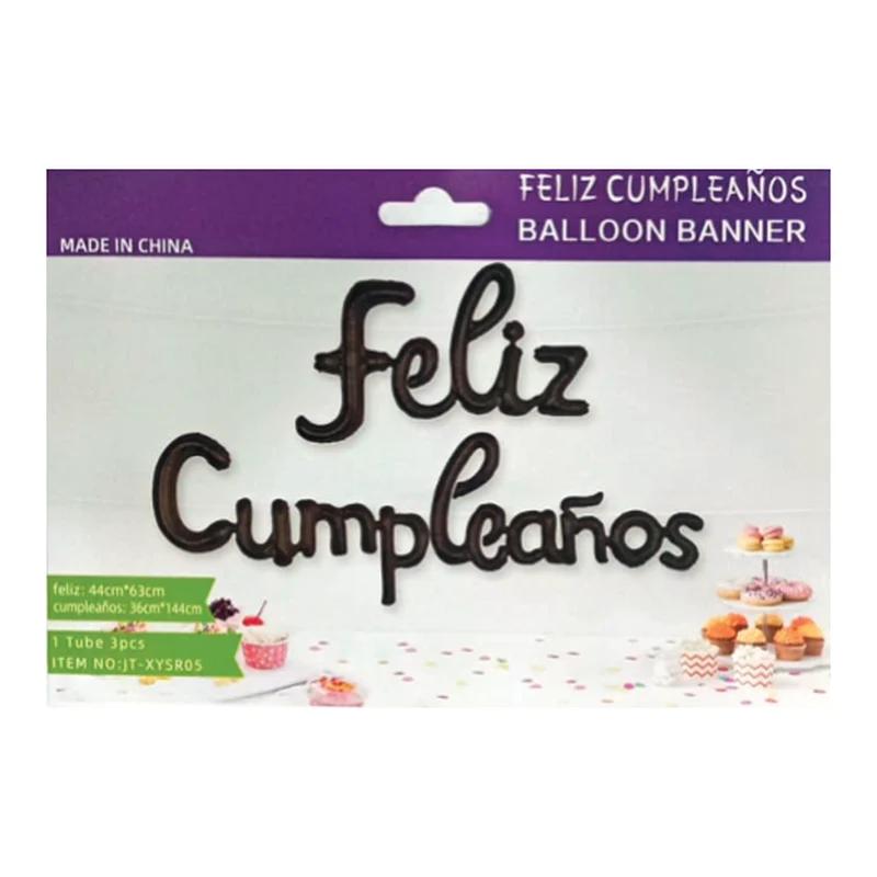 Globo letrero Feliz Cumpleaños Negro