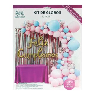 Kit de globos 72 piezas Rosa con azul