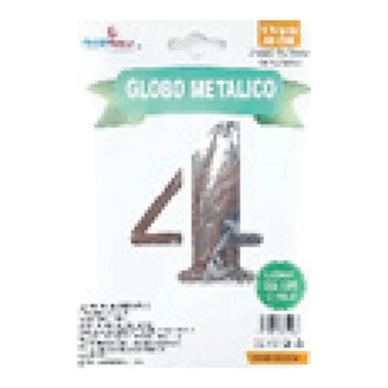 Globo metálico número 4 Plata