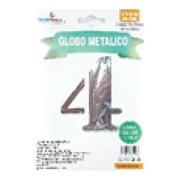 Globo metálico número 4 Plata