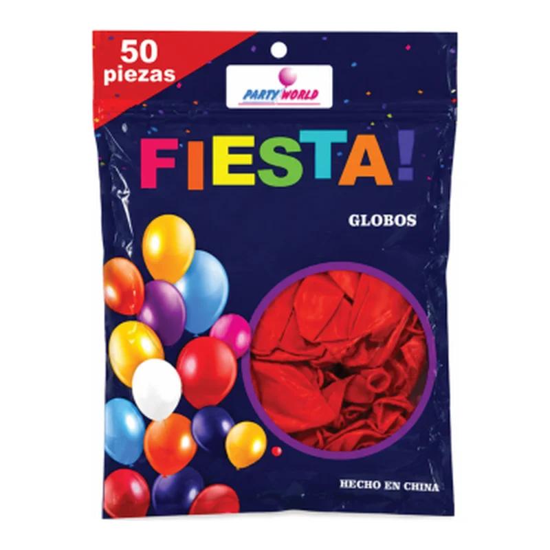 Globo de látex 12" Fiesta Rojo bolsa con 50