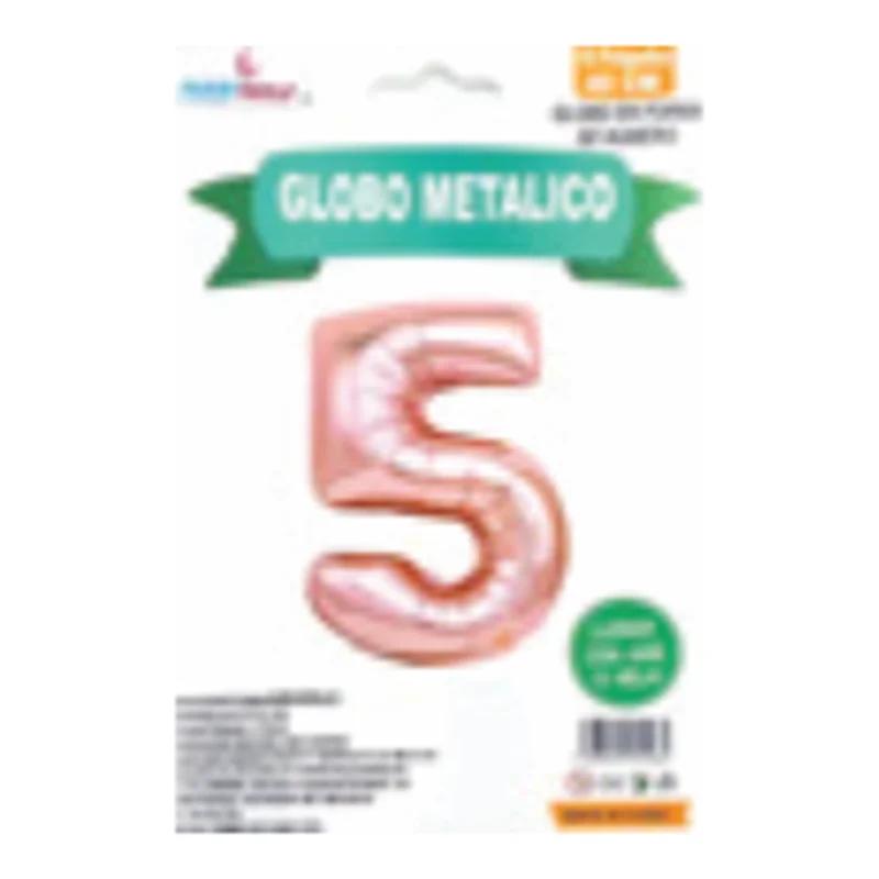 Globo metálico número 5 Rosa gold