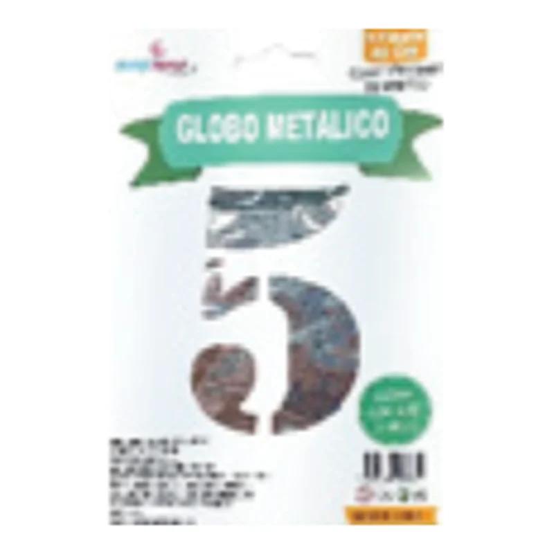 Globo metálico número 5 Plata