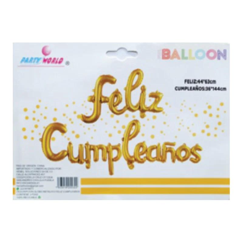 Globo letrero Feliz Cumpleaños Oro