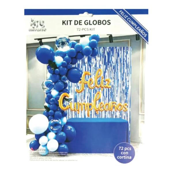 Kit de globos 72 piezas Azul con oro