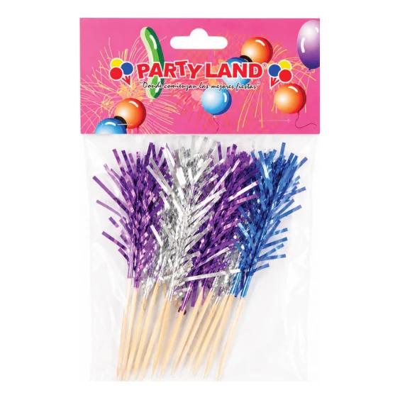 Palillos para coctel con flecos morados